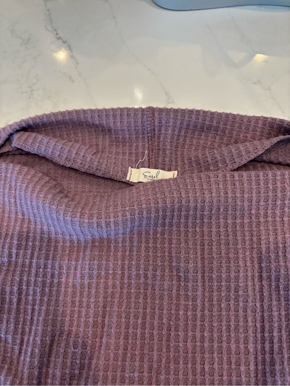 easel Off-the-Shoulder Mauve Brown Knit Sweater - Picture 4 of 5